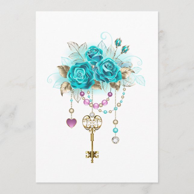 Turquoise Roses with Keys Programme (Front)