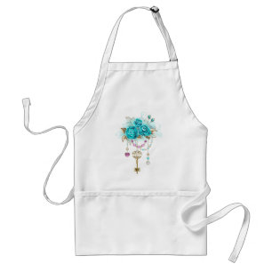 Turquoise Roses with Keys Standard Apron