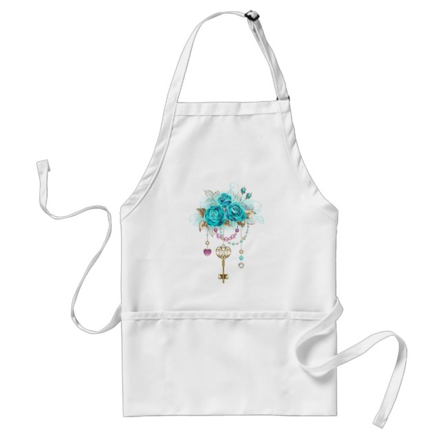 Turquoise Roses with Keys Standard Apron (Front)