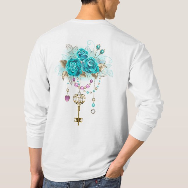 Turquoise Roses with Keys T-Shirt (Back)