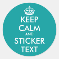 Turquoise round KeepCalm Stickers | personalizable