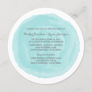 Turquoise Round Watercolor Wedding Invite