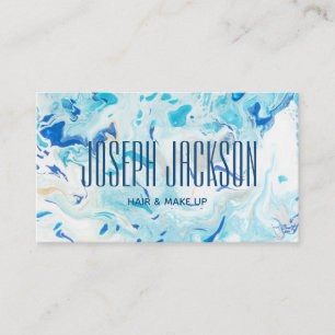 Turquoise Royal Blue  Swirls Script Hair & Makeup Business Card