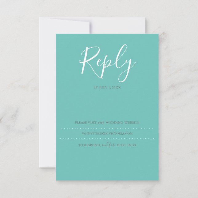 Turquoise RSVP Card, Wedding Website (Front)