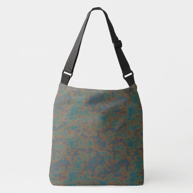 Turquoise Rust Abstract Crossbody Bag (Front)