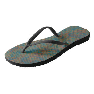 Turquoise Rust Abstract Flip Flops