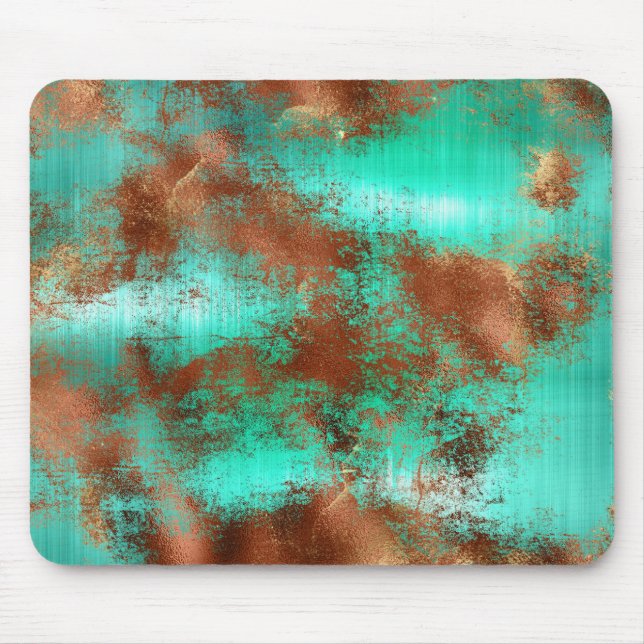 Turquoise Rust Abstract Mouse Mat (Front)