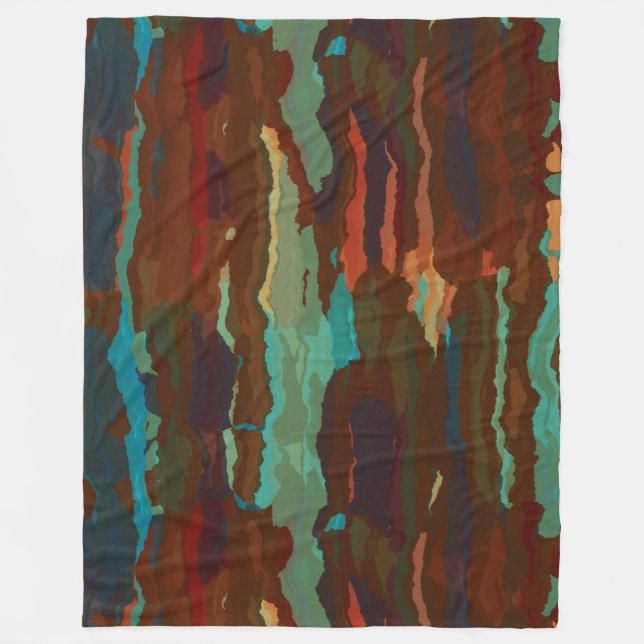 Turquoise, Rust and Blue Abstract Fleece Blanket (Front)