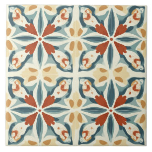 Turquoise, Rust and Yellow Tile