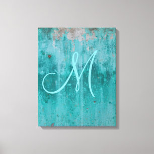 Turquoise Rust   Monogram Canvas Print