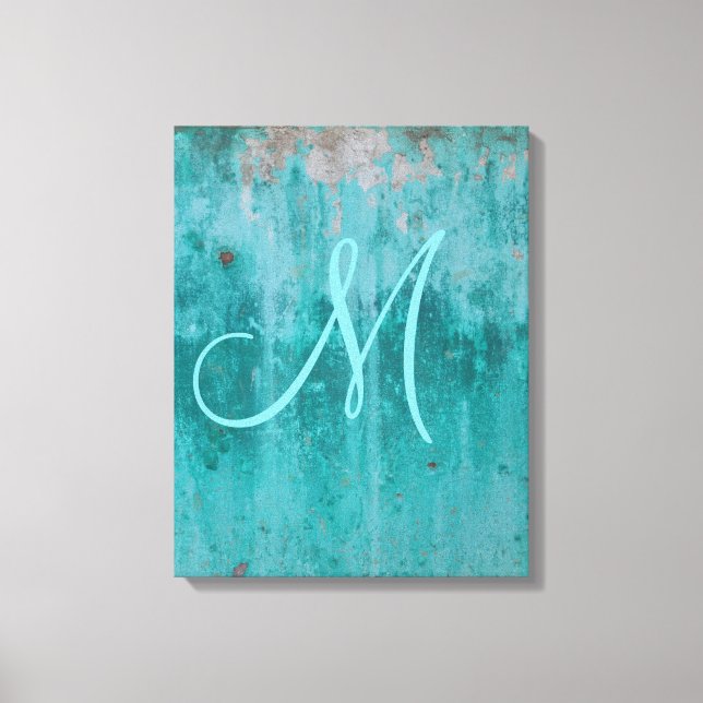 Turquoise Rust | Monogram Canvas Print (Front)