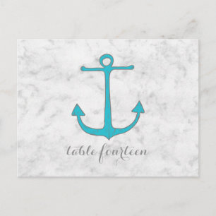 Turquoise Rustic Anchor Table Number Postcard