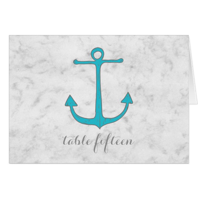 Turquoise Rustic Anchor Wedding Table Number (Front Horizontal)