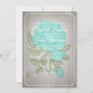 Turquoise Rustic Floral Wedding Invitations