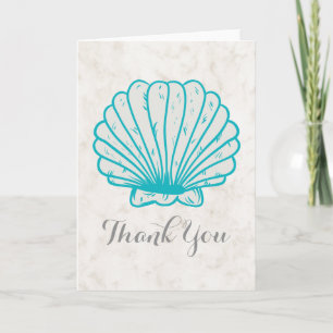 Turquoise Rustic Seashell Wedding Thank You