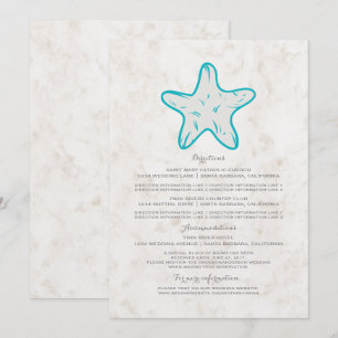 Turquoise Rustic Starfish Wedding Information Invitation