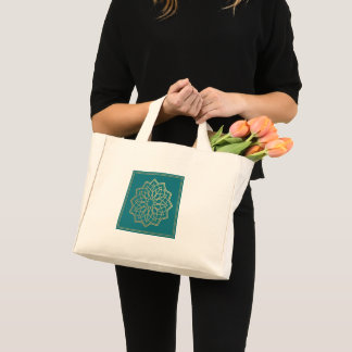 Turquoise Sacred Geometry Grocery Tote Bag