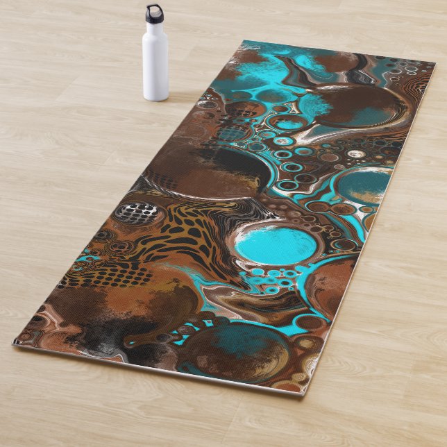 Turquoise Safari Digital Fluid Art   Yoga Mat (In Situ)