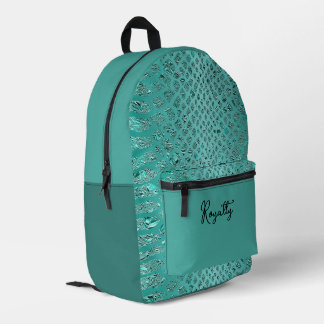 Turquoise Safari Print Printed Backpack