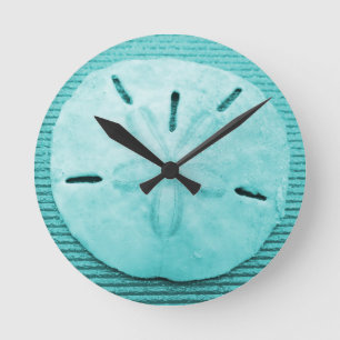 Turquoise Sand Dollar Round Clock