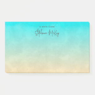Turquoise sand gradient personalised post-it notes