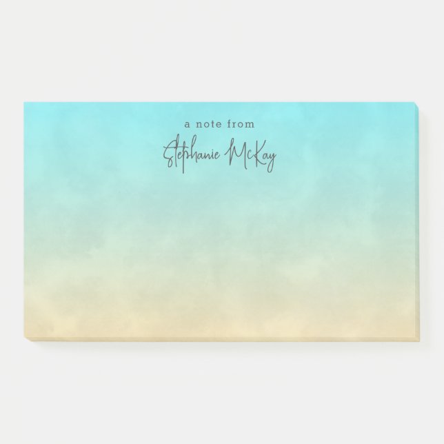 Turquoise sand gradient personalised post-it notes (Front)