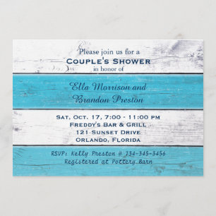 Turquoise Sandy Toes Salty Kisses Couple's Shower Invitation