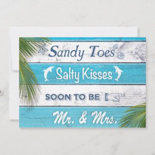 Turquoise Sandy Toes Salty Kisses Engagement Party Invitation