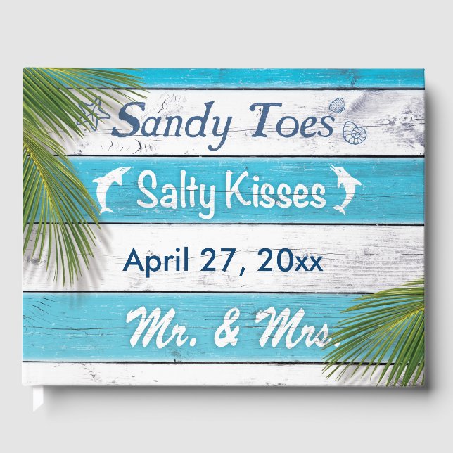 Turquoise Sandy Toes Salty Kisses Guest Book (Front)