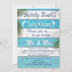 Turquoise Sandy Toes Salty Kisses Wedding Invite