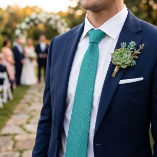 Turquoise Scattered Dots Tie
