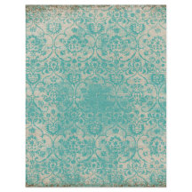 Turquoise Scroll Scrapbook Paper