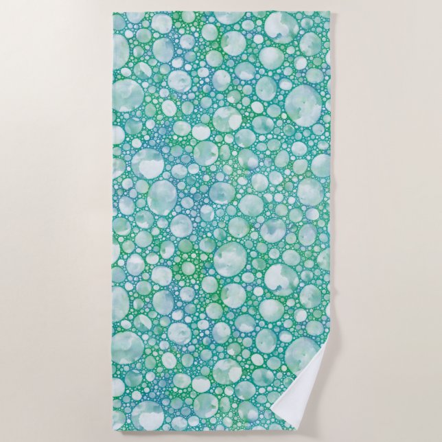 Turquoise Sea Foam Beach Towel | Bubbly Beach (Front)