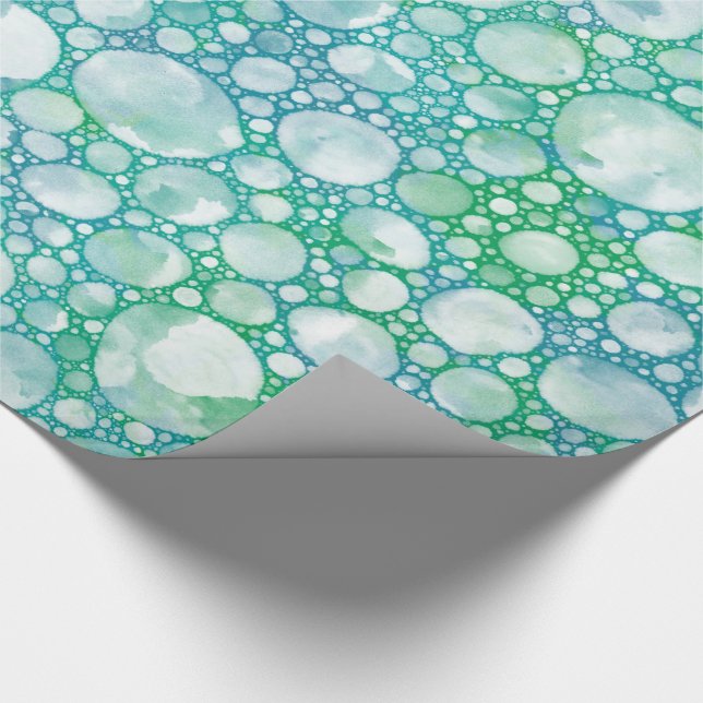 Turquoise Sea Foam Wrapping Paper | Ocean Bubbles (Corner)