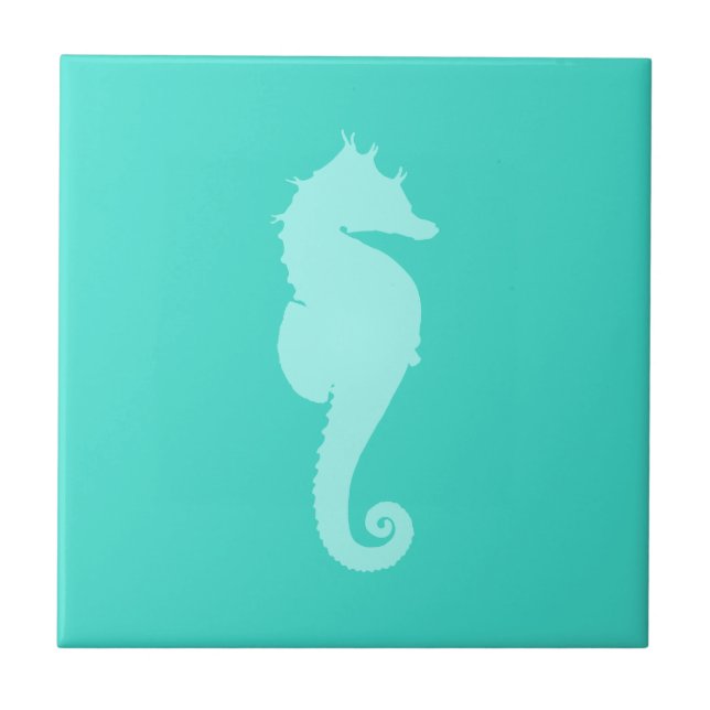 Turquoise Sea Horse 2 Tile (Front)