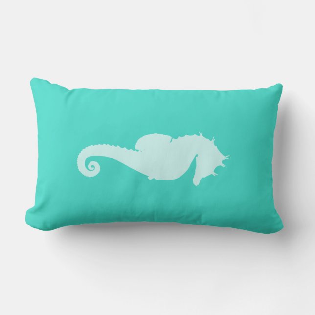 Turquoise Sea Horse Lumbar Cushion (Front)