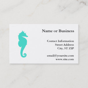 Turquoise Sea Horse on White Business Card