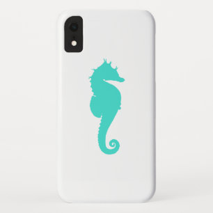 Turquoise Sea Horse on White iPhone XR Case