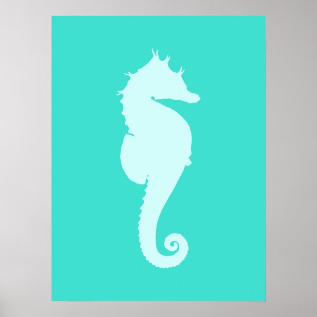 Turquoise Sea Horse Poster (Front)
