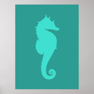 Turquoise Sea Horse Poster