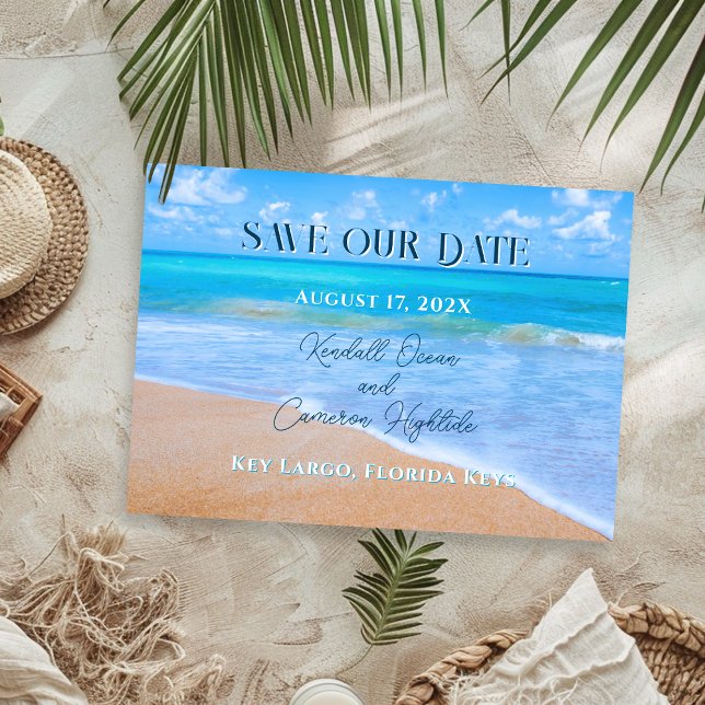 Turquoise Sea Save Our Date Wedding Announcement (Creator Uploaded)