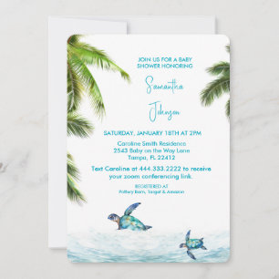 Turquoise Sea Turtle Tropical Baby Shower Invitation