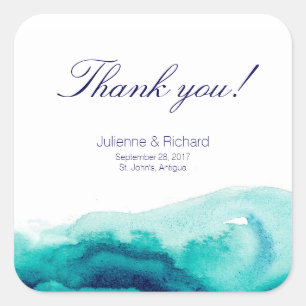 Turquoise Sea Wedding  Thank You Favor Stickers