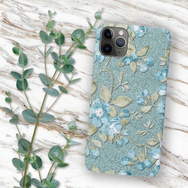Turquoise Seafoam Teal Blue Floral Watercolor Case-Mate iPhone Case (Creator Uploaded)
