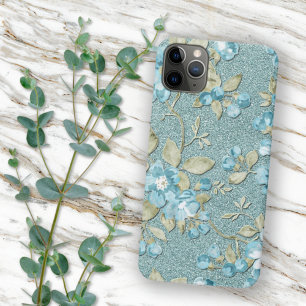 Turquoise Seafoam Teal Blue Floral Watercolor iPhone 16 Pro Max Case