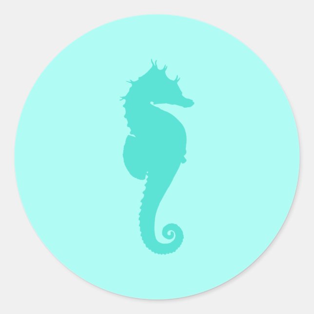 Turquoise Seahorse 2 Classic Round Sticker (Front)