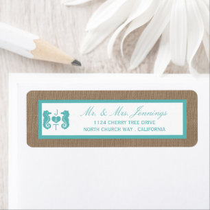 Turquoise Seahorse Burlap Beach Wedding Collection