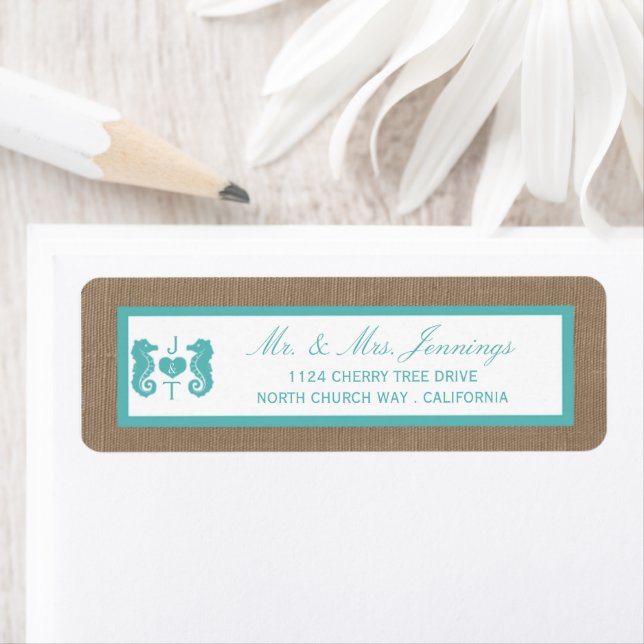 Turquoise Seahorse Burlap Beach Wedding Collection (Insitu)