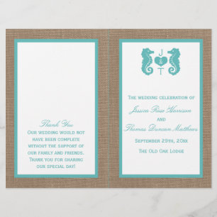Turquoise Seahorse Burlap Beach Wedding Collection