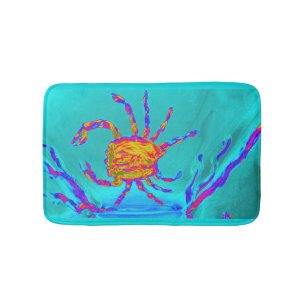 Turquoise Seaside Cool Crab Bath Mat